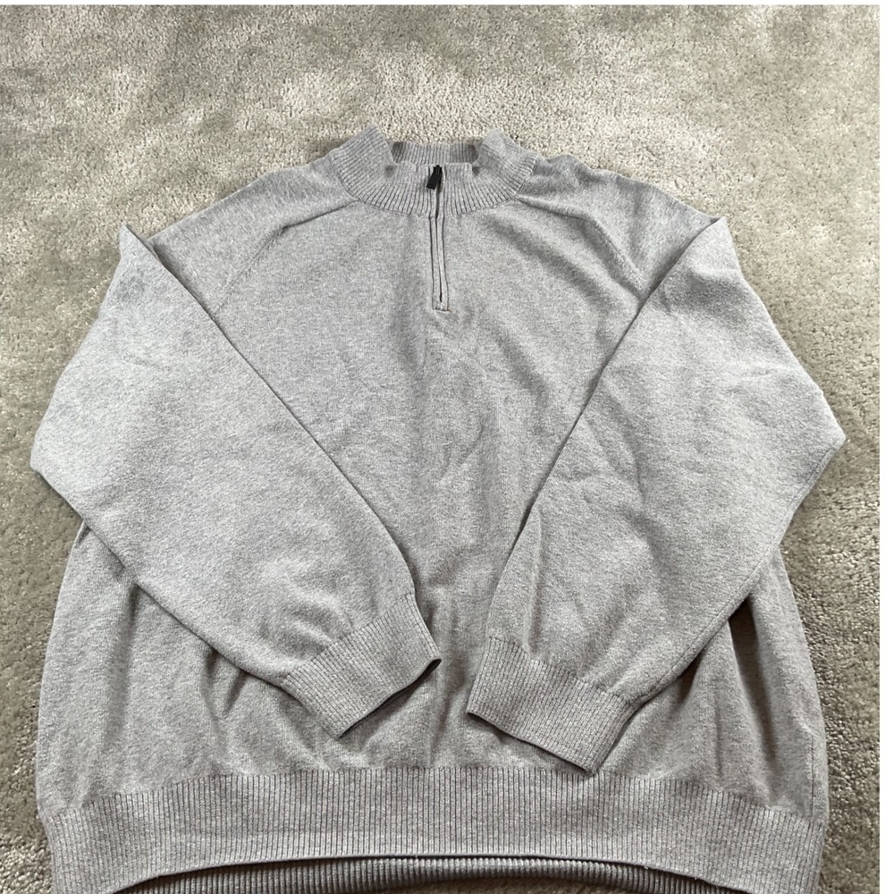 Mercer Mettle Quarter Zip Pullover Sweater Mens XL Gray Cotton Blend Casual‎